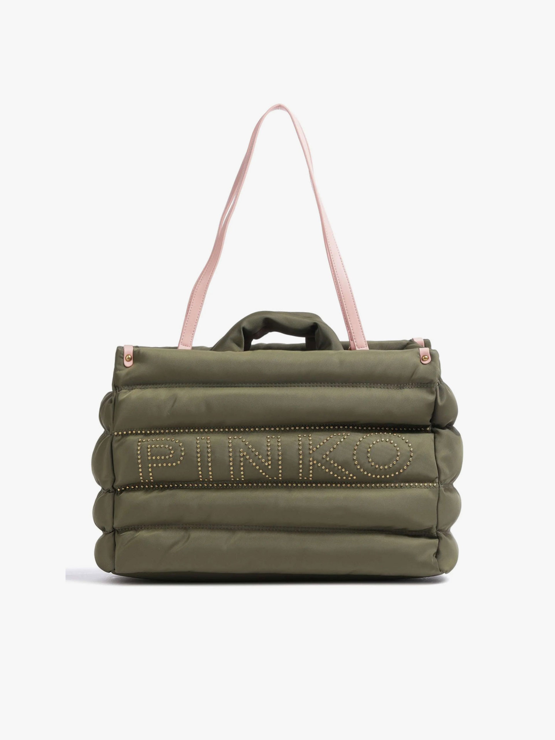 Bolso Pinko shopping acolchado verde militar/rosa
